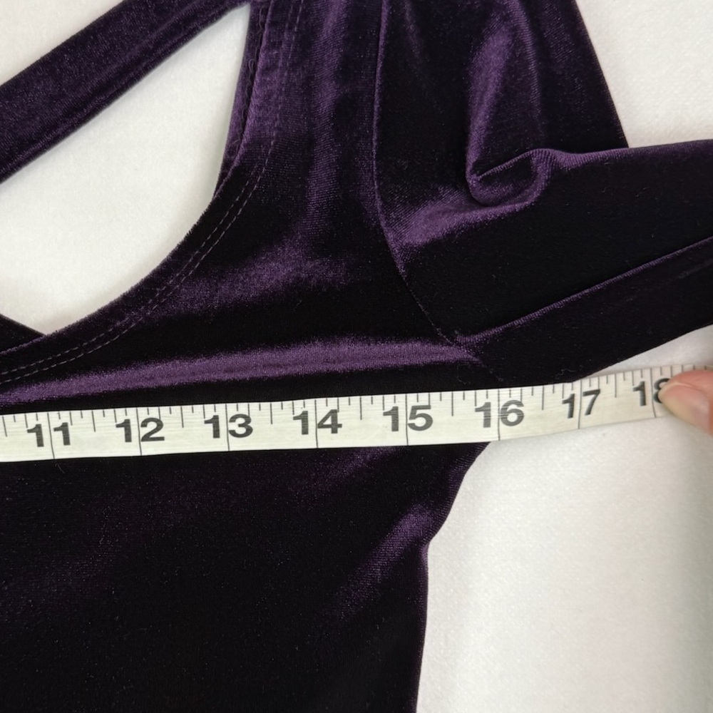 MIMI CHICA VTG Y2K Purple Velour Strappy Back Bodycon‎ Whimsigoth Mini Dress L - Picture 10 of 10